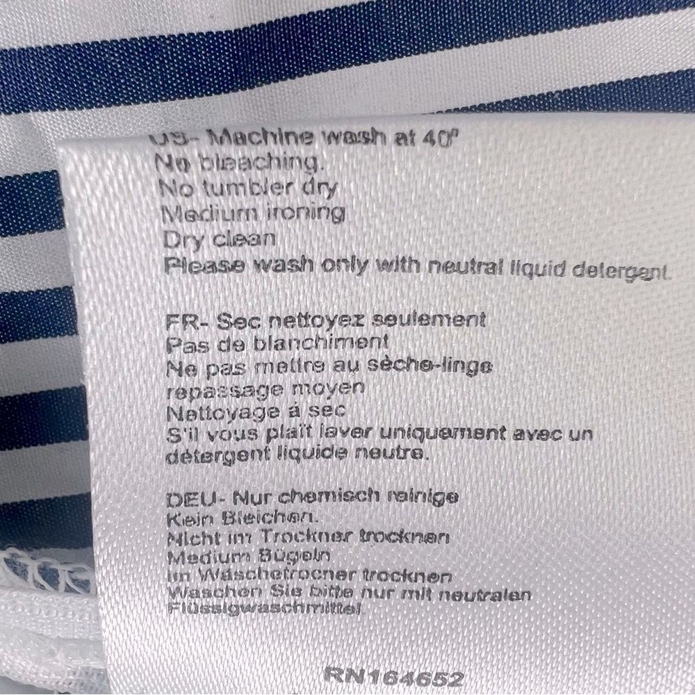 Harshman Sleeveless Ruffle Maia Blouse Top Nautical Coastal Navy White Stripe XS - Picture 13 of 14